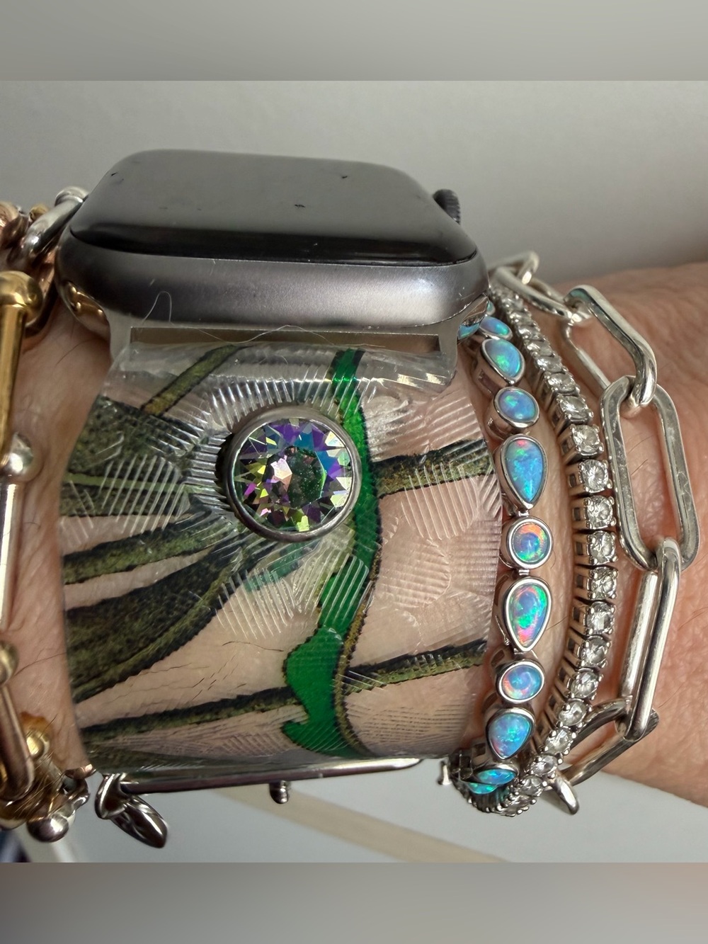 Upcycled Gucci Floral Waterproof Spark*l band for Apple Watch, size 2 - Picture 3 of 7